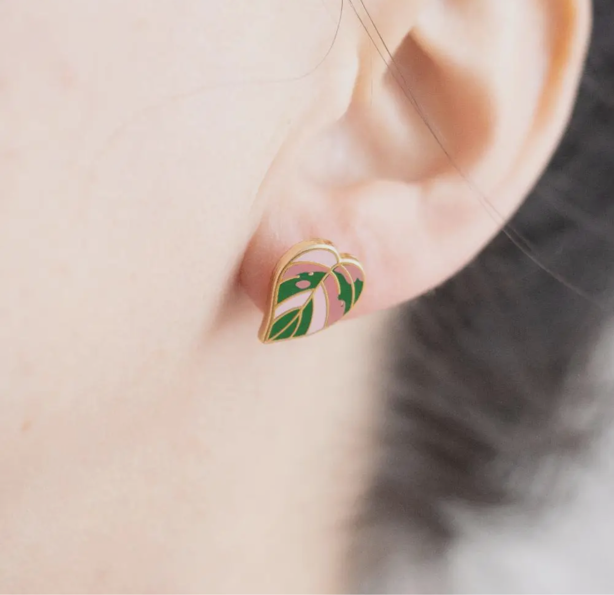 Pink Princess Philodendron Earrings