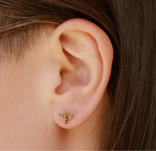 Gold Tiny Bee Studs