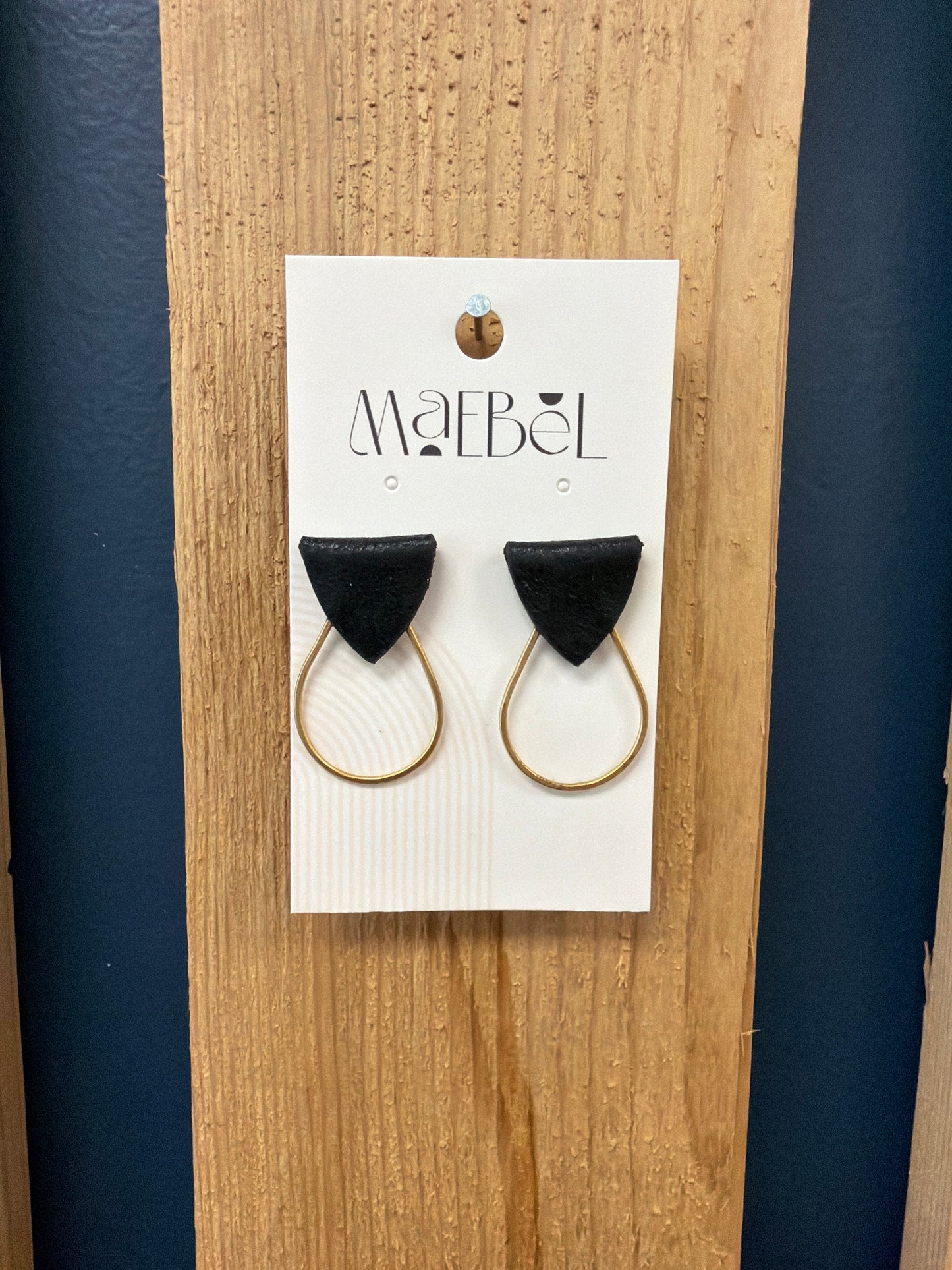 Hammered Brass and Leather Teardrop Studs