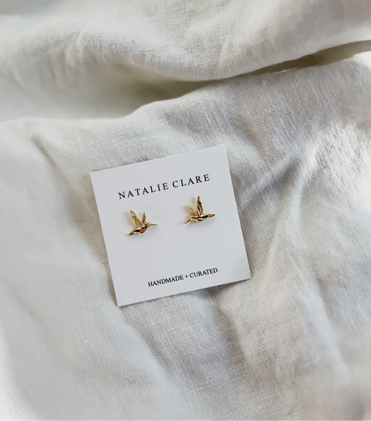 Gold Hummingbird Studs
