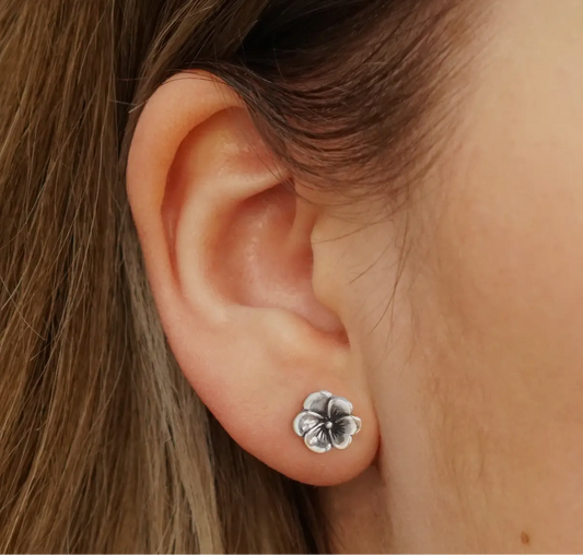 Sterling Silver Pansy Studs