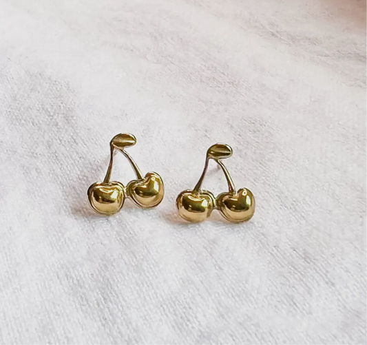 Gold Cherry Studs