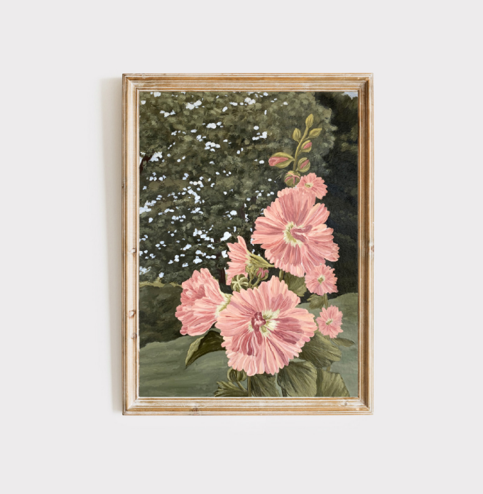 Art Print | The Hollyhock Patch