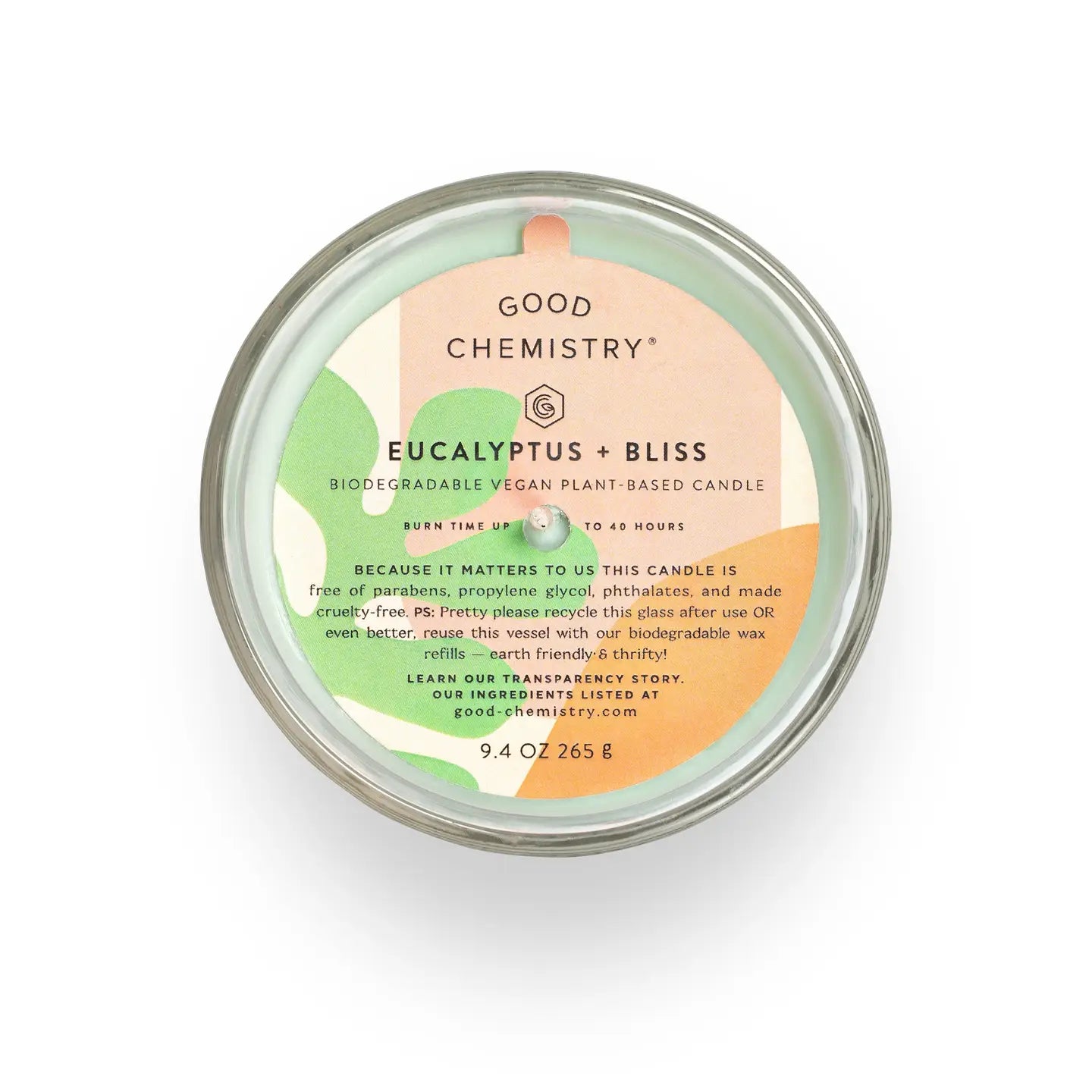 Reusable Glass Candle - Eucalyptus + Bliss