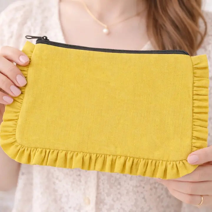 Canvas Ruffle Pouch