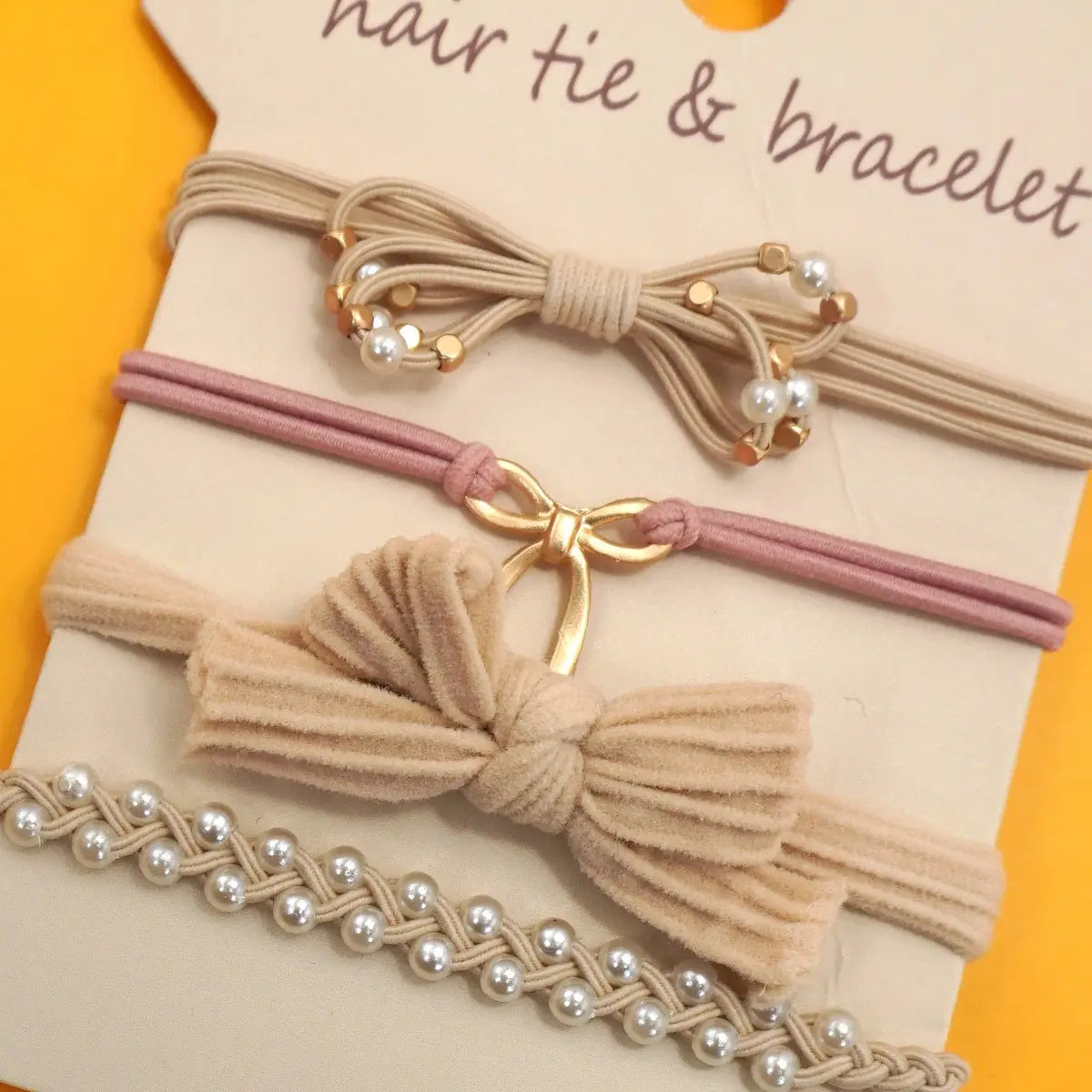 Boho Dual Function Knot Bracelet Hair Ties - Ivory
