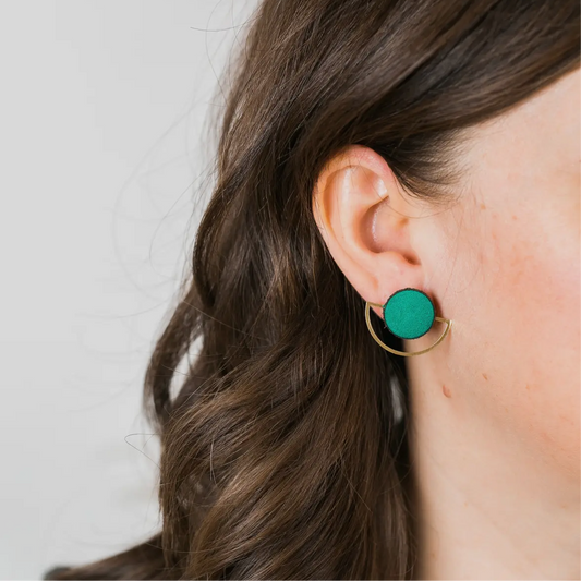 Half Moon Studs - Emerald