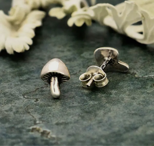 Sterling Silver Mushroom Studs