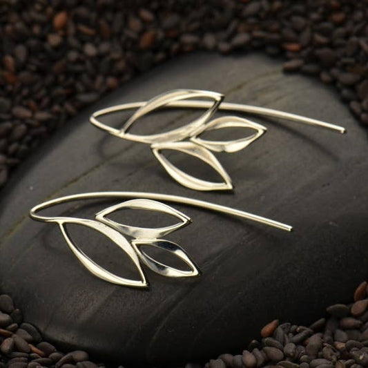 Sterling Silver Marquis Leaf Hoops