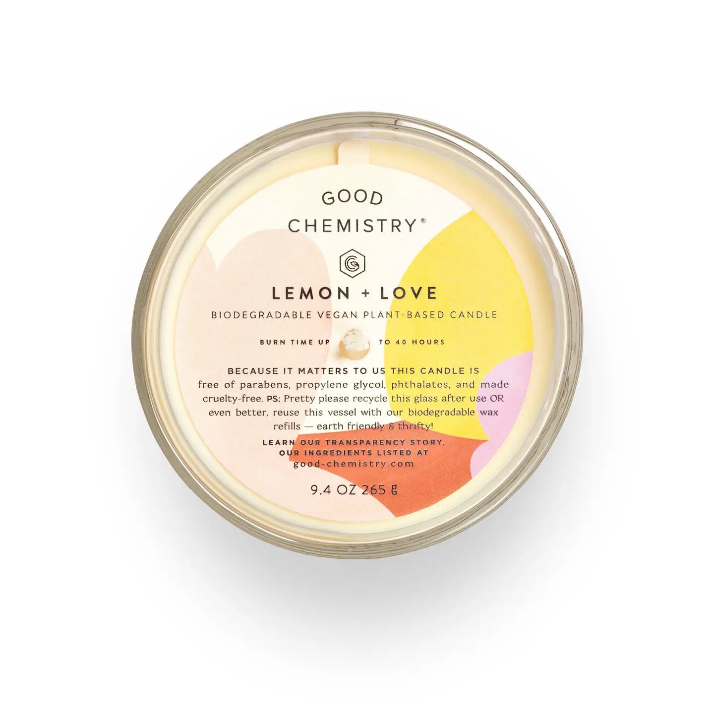 Reusable Glass Candle - Lemon + Love