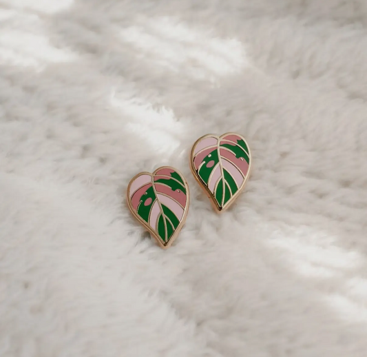Pink Princess Philodendron Earrings