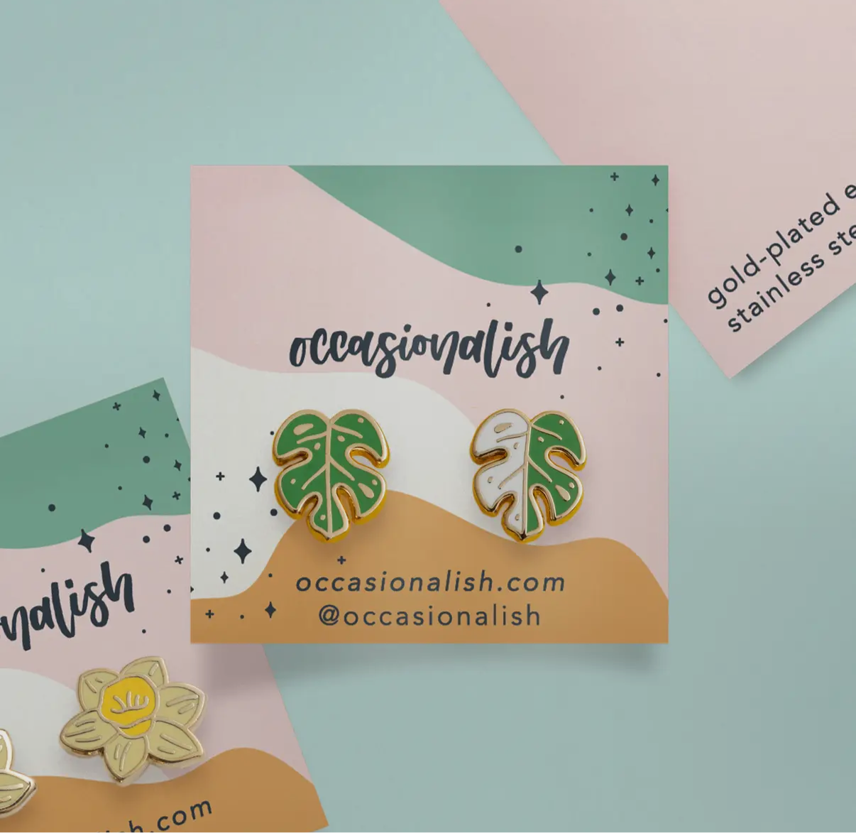 Monstera Albo Earrings