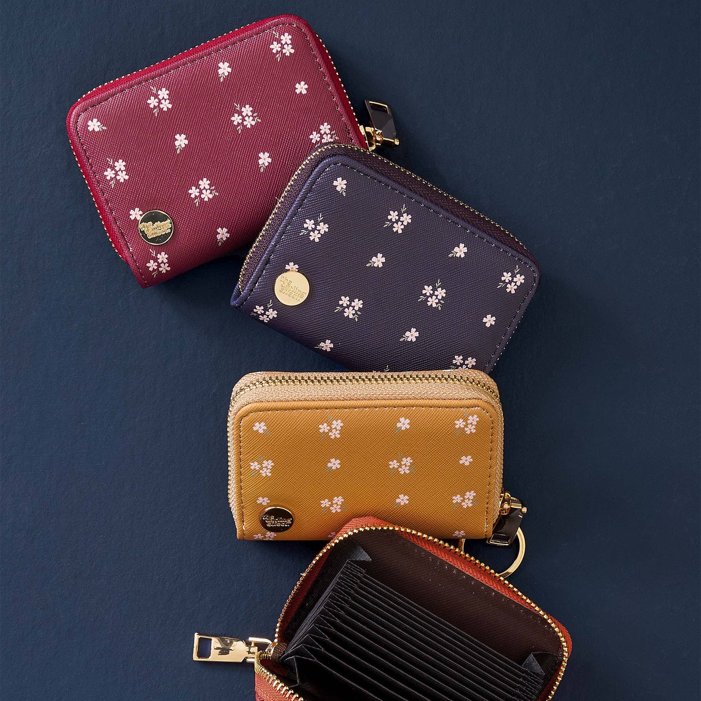 Zip Around Wallet-Pretty Posies Mustard