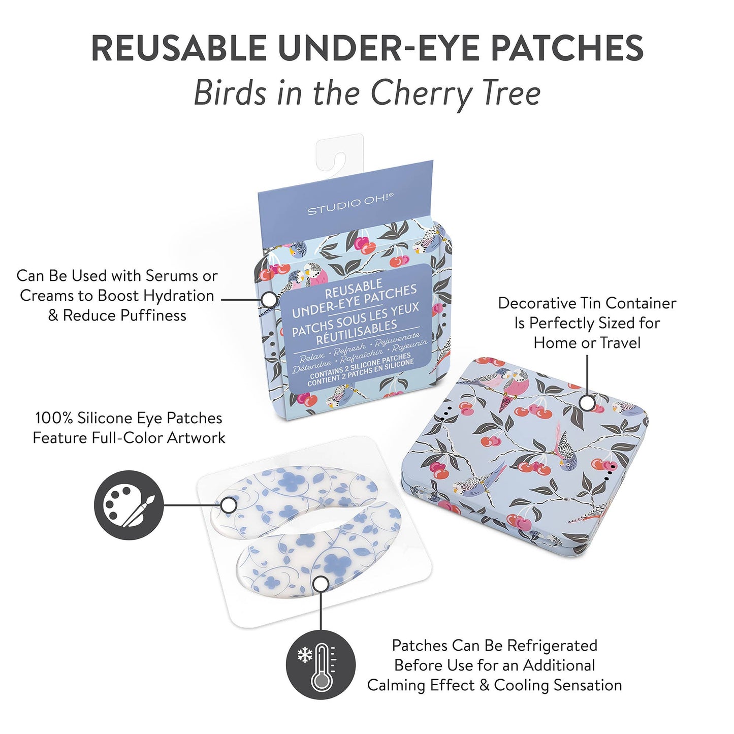 Birds in the Cherry Tree Reusable Under-Eye Patches
