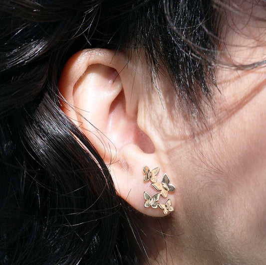 Gold Butterfly Cluster Studs