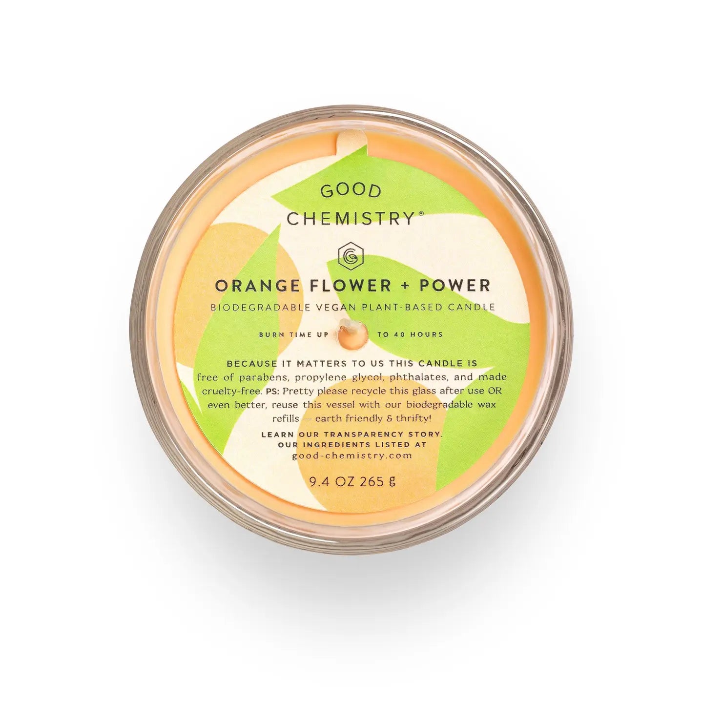 Reusable Glass Candle - Orange Flower + Power