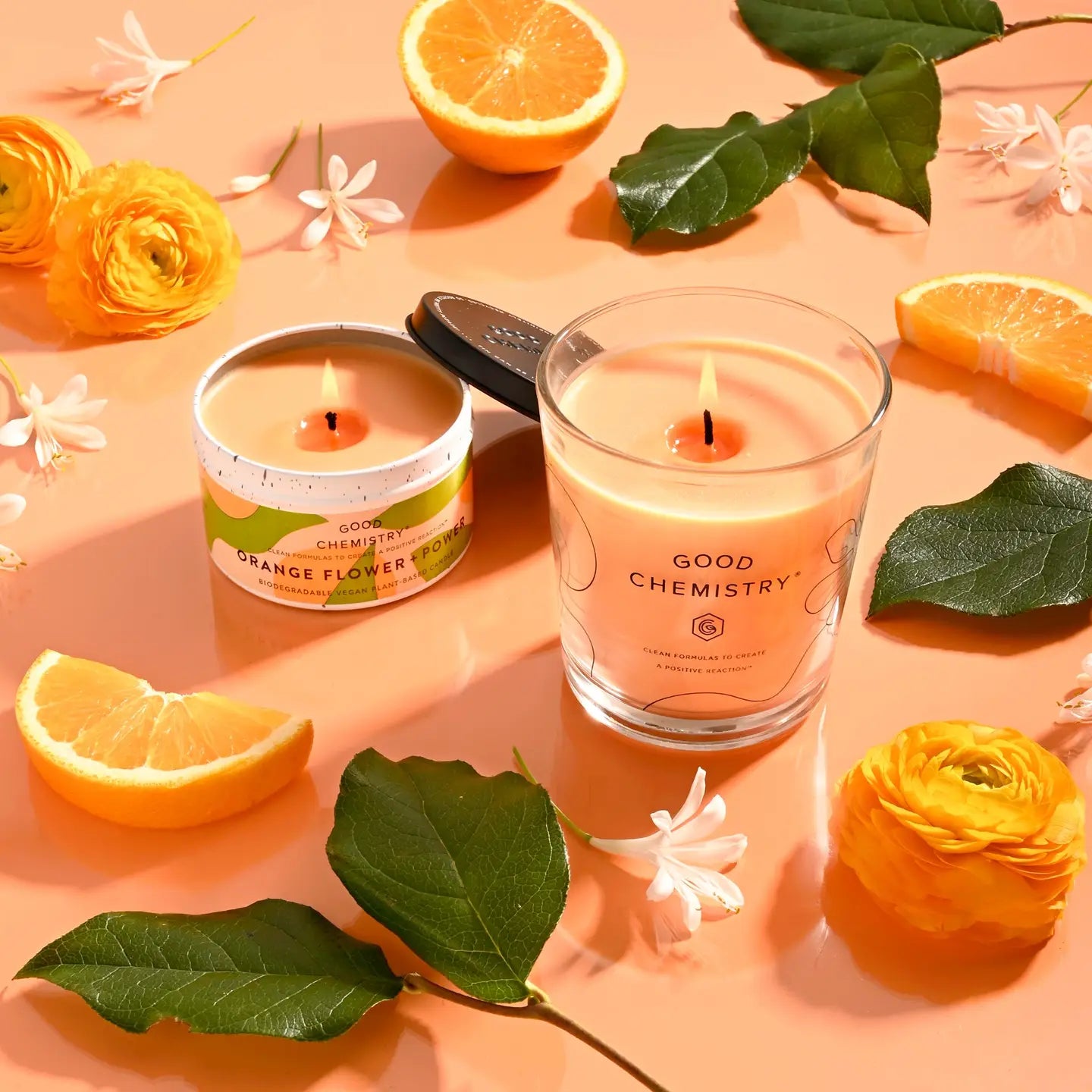 Reusable Glass Candle - Orange Flower + Power