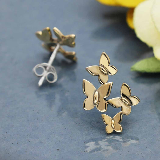Gold Butterfly Cluster Studs