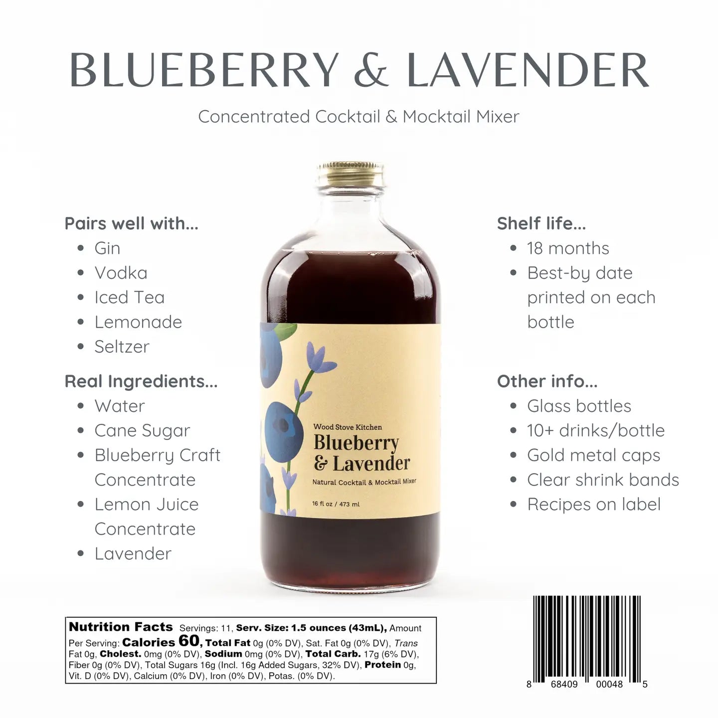 Cocktail/Mocktail Mixer - Blueberry & Lavender