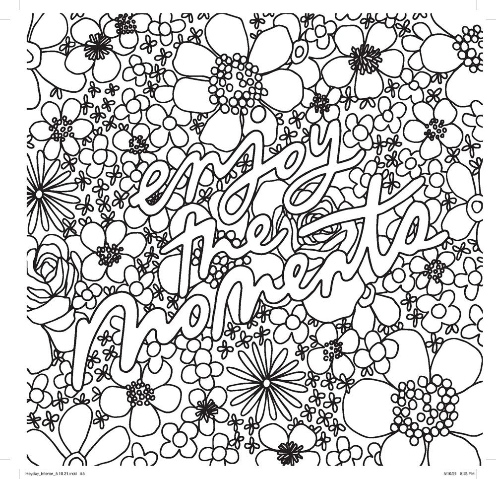 Hey Day Retro Flower Coloring Book