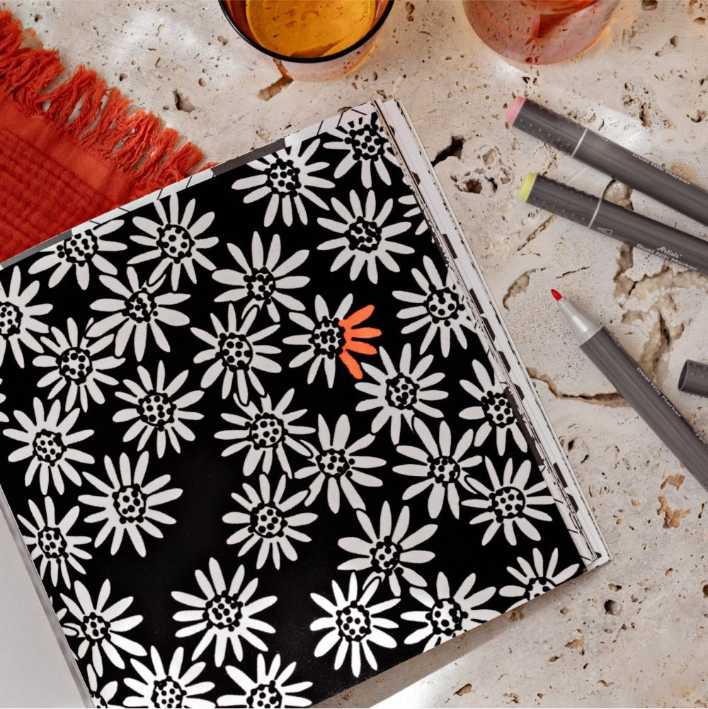 Hey Day Retro Flower Coloring Book