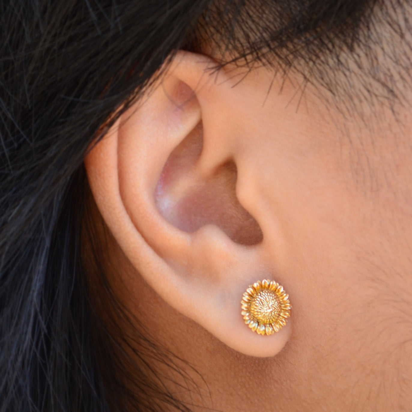 Gold Sunflower Studs