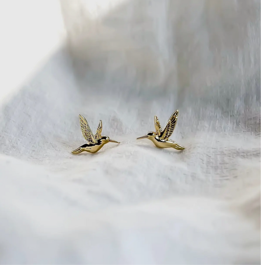 Gold Hummingbird Studs