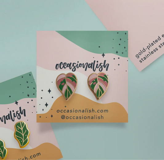 Pink Princess Philodendron Earrings