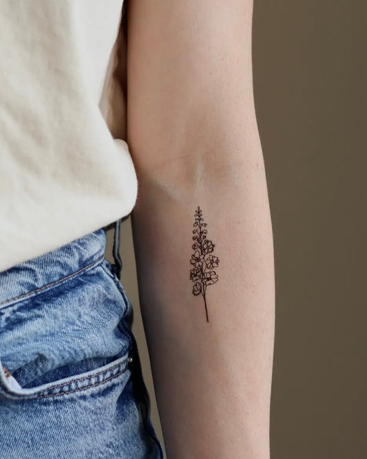 July | Delphinium Temporary Tattoo