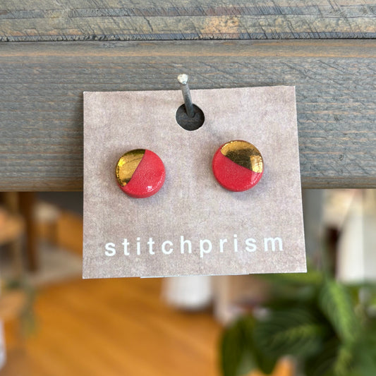 Circle Studs - Red
