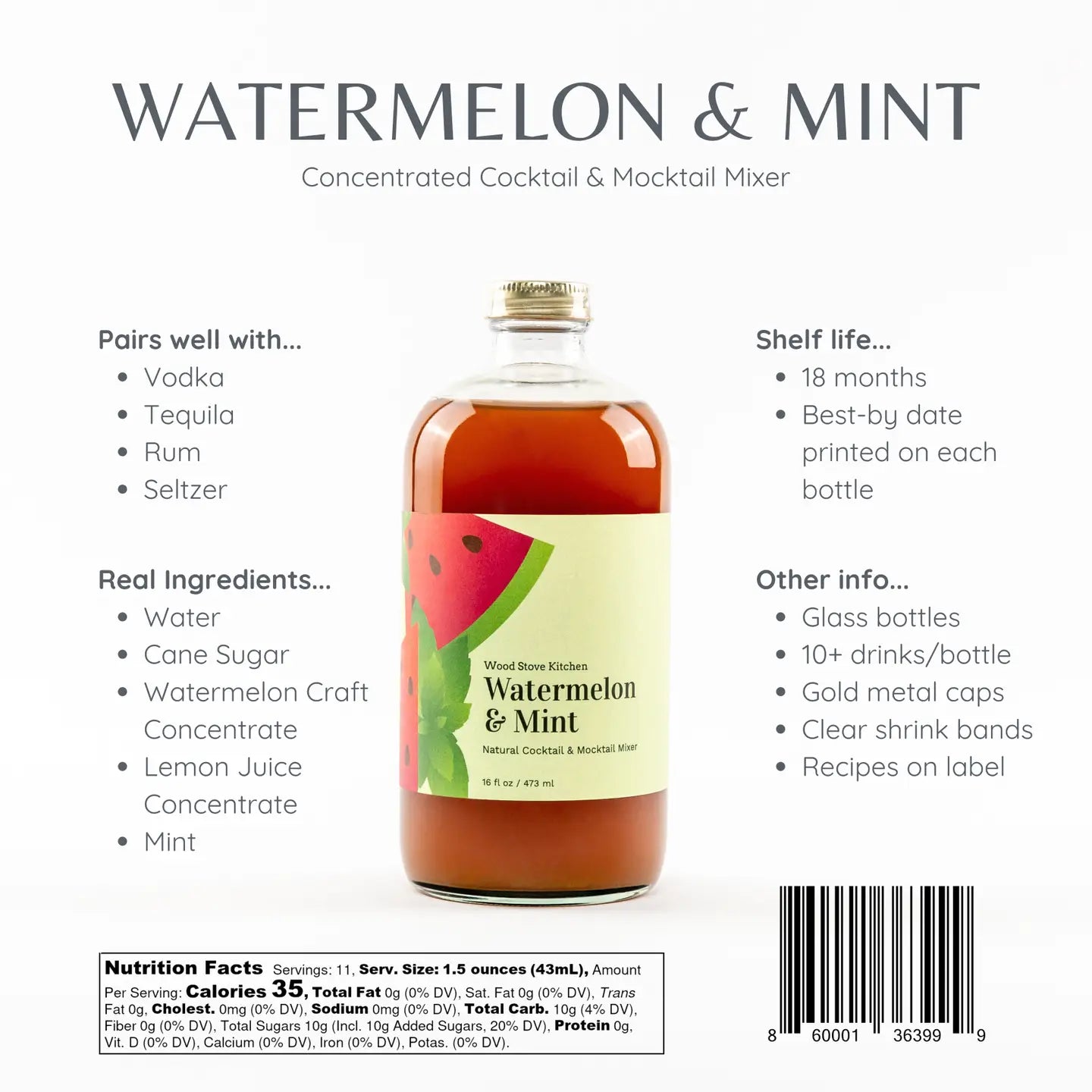 Cocktail/Mocktail Mixer - Watermelon Mint
