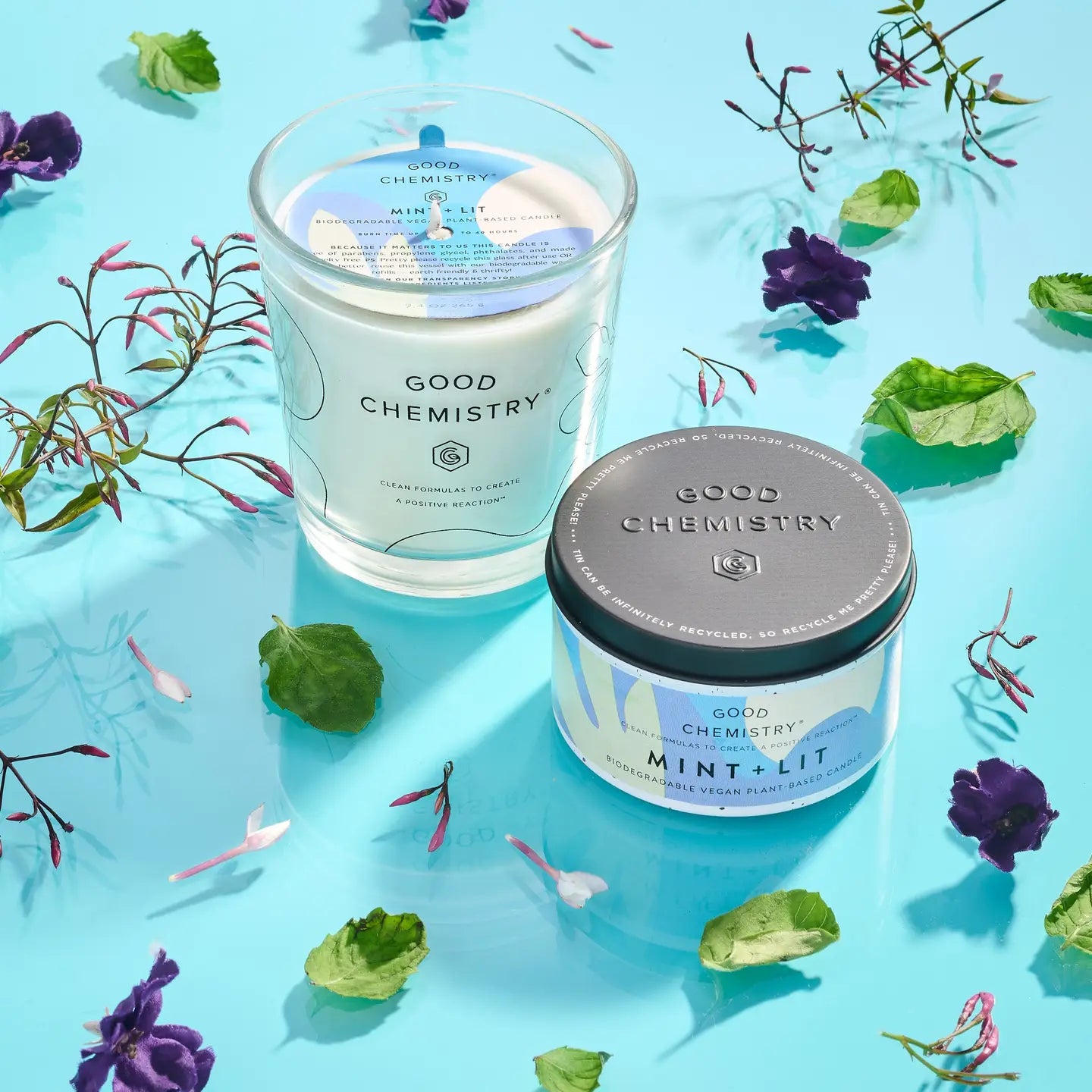 Reusable Glass Candle - Mint + Lit