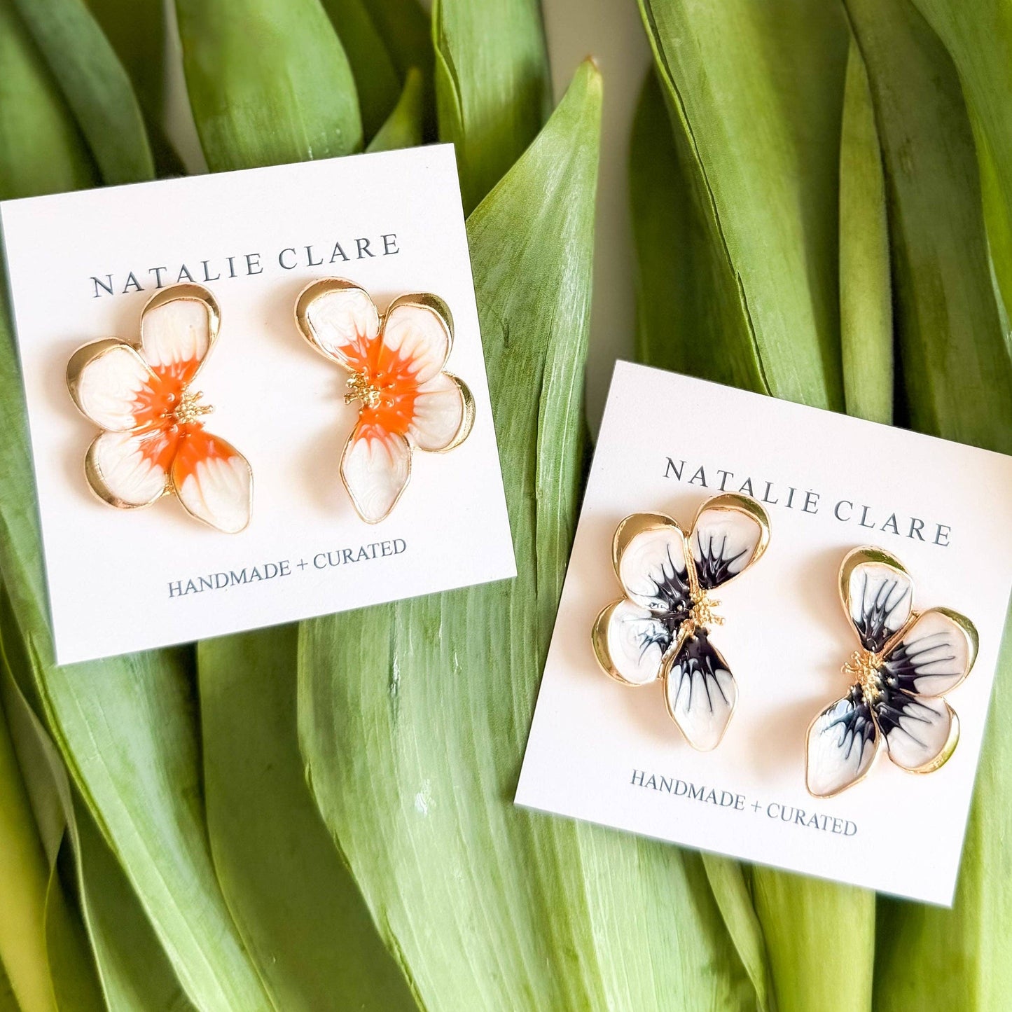 Pansy Stud Earrings: Blue