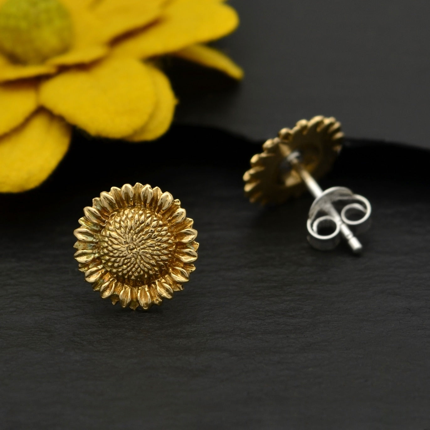 Gold Sunflower Studs