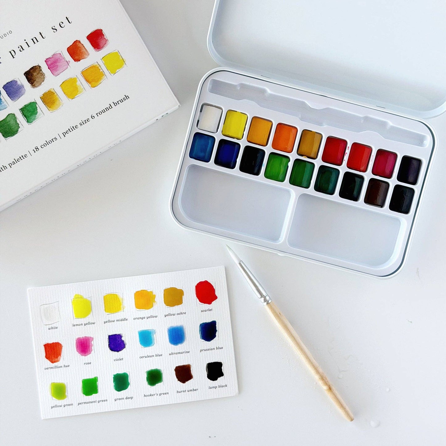 Watercolor Paint Set | 18 Colors with Brush