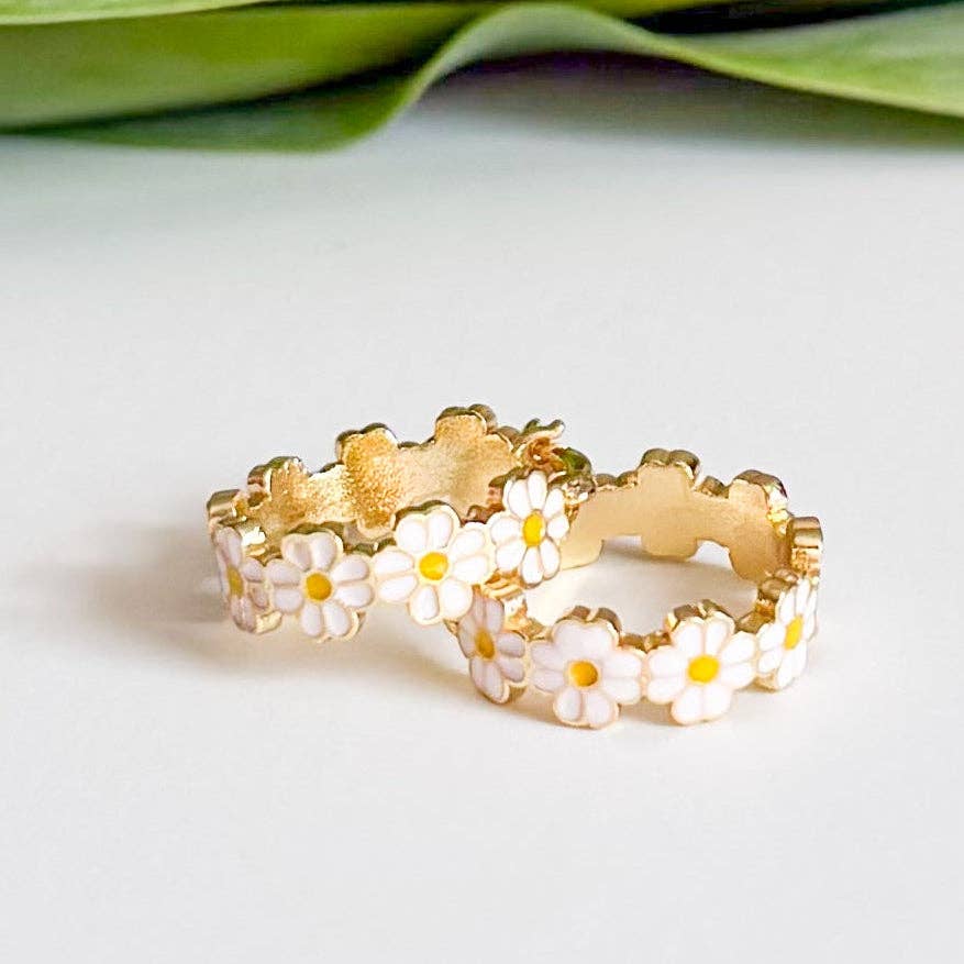 Daisy Baby Hoop Earrings: White