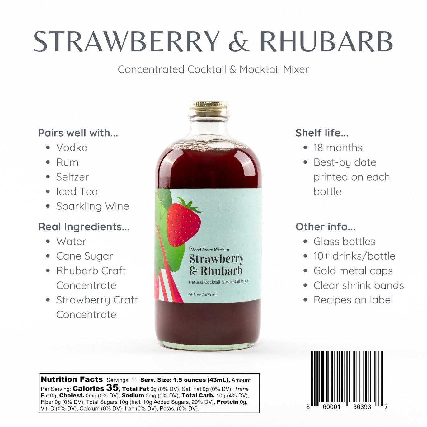 Cocktail/Mocktail Mixer - Strawberry & Rhubarb