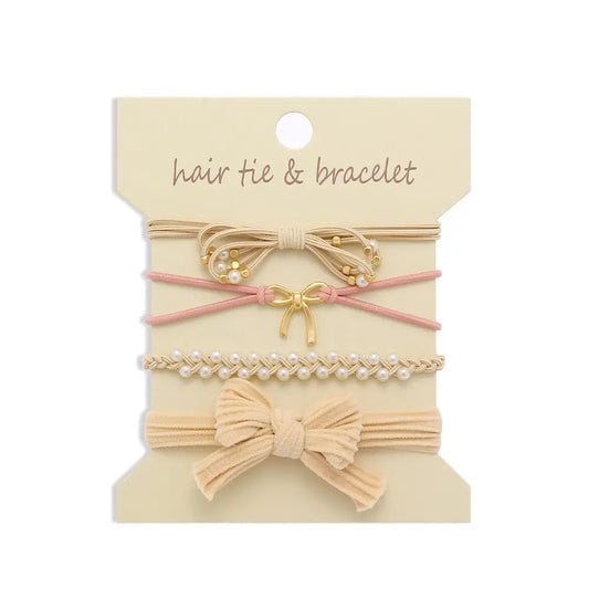 Boho Dual Function Knot Bracelet Hair Ties - Ivory