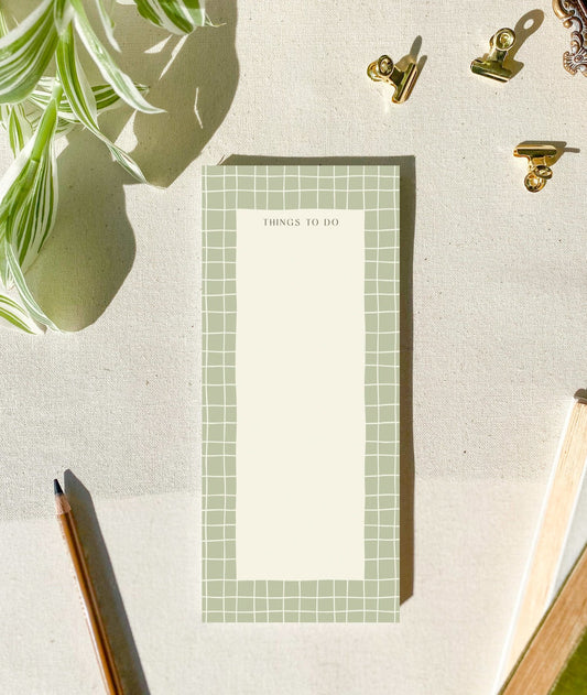 Things To Do Green Plaid Notepad
